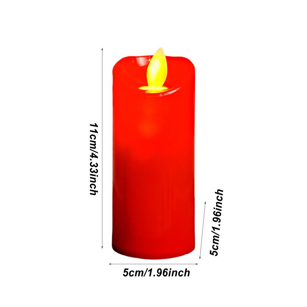 Flickering Flame Pillar Candles Red Battery Power LED Electronic Fake Candles Table Decoration Supplies For Home Party