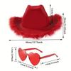 2pcs Cowboy Hat & Glasses Set - Romantic Couple Matching Accessories for Wedding Masquerade Parties & Cosplay Made of Polyester