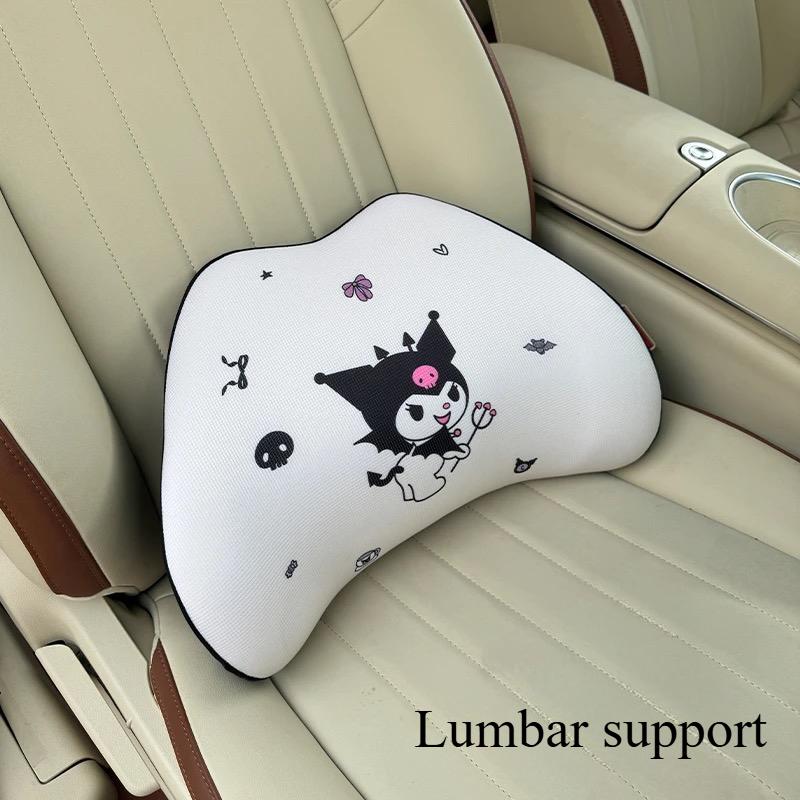 Kuromi Car Headrest Rebound Neck Pillow Breathable Cartoon Cushion Memory Foam Waist Support Cute Travel Pillow
