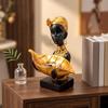Decorative African Woman Figurine with Basket Multipurpose