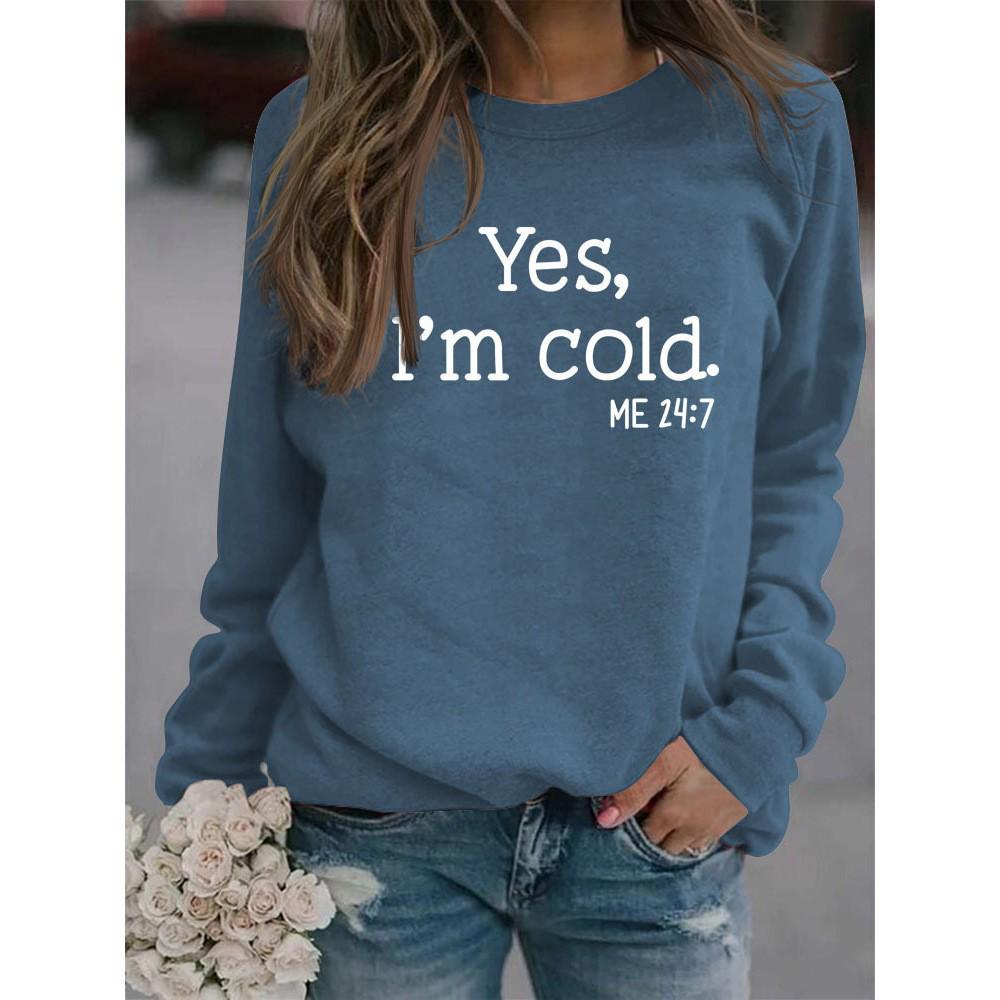 European and American Casual Loose Printed Letter Round Neck Long Sleeve Comfortable Hoodie