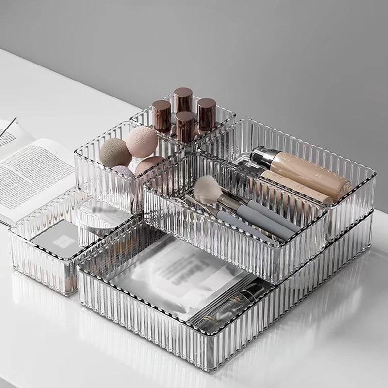 Acrylic Desk Organizer with Built-in Stationery Holder for Cosmetics