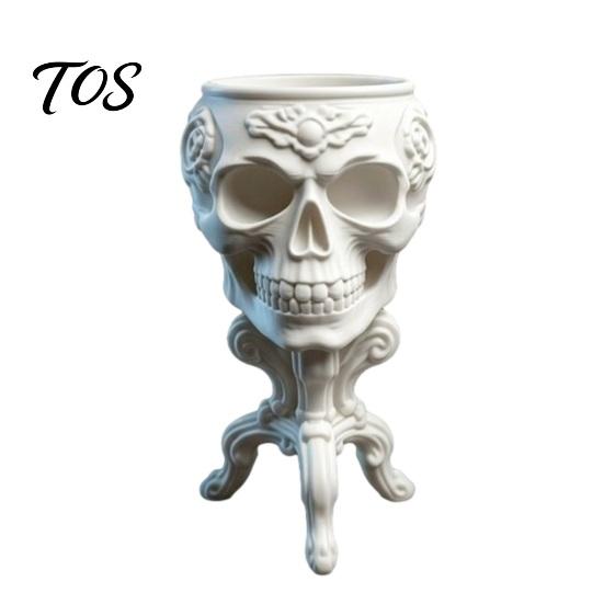 Desktop Succulents Containers Mini Gothic Skull Planter Pot, 3D Printed Creepy Flowerpot, Flowerpot Plants Container, Desk Decoration for Halloween