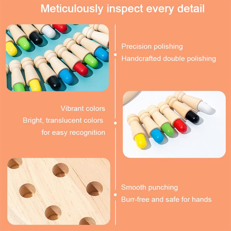 Wooden Memory Chess Board Game, Educational Toy For Kids Focus Training, Kids Matchstick Chess Color Cognitive Ability Toy