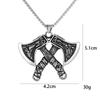 European and American Popular Jewelry Retro Necklace Men's Titanium Steel Battle Axe Pendant Titanium Steel