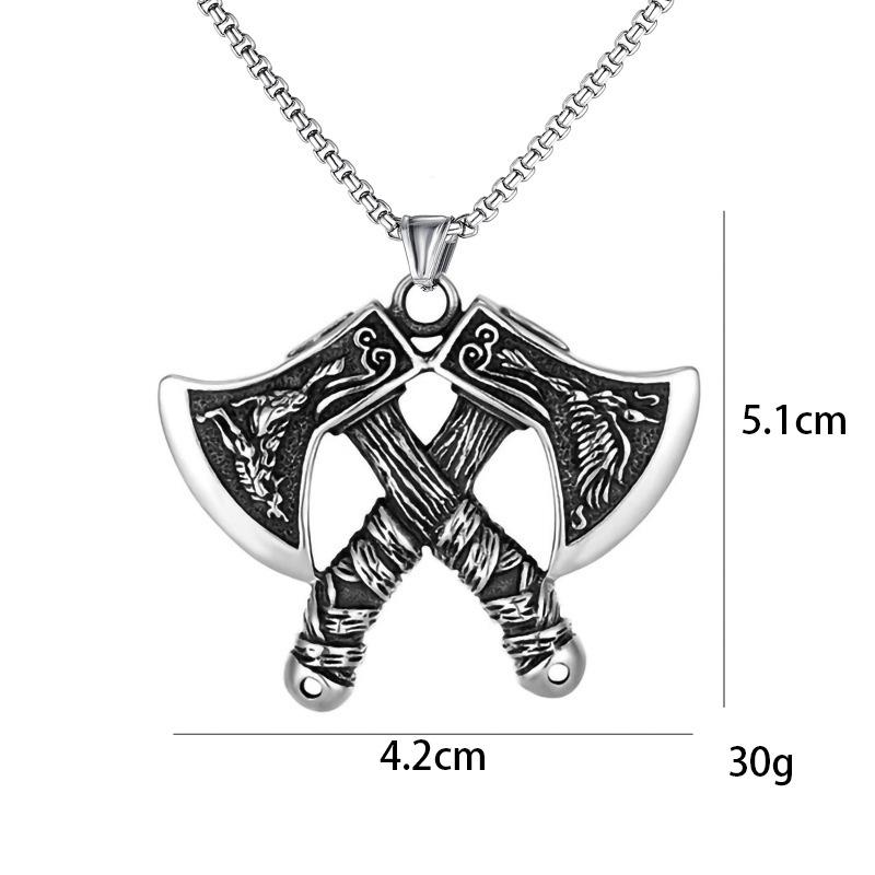 European and American Popular Jewelry Retro Necklace Men's Titanium Steel Battle Axe Pendant Titanium Steel