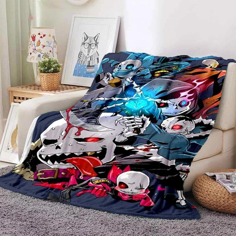 Funny U-Undertale Sans 3D Print Blanket Super Soft Warm Fleece Throw Blanket for Underground Legend Game Sofa Bed