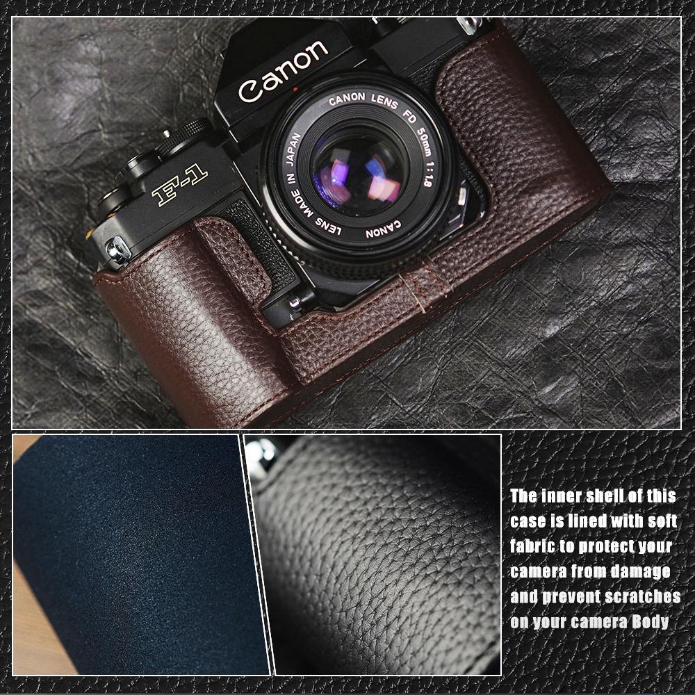 Leash Camera Strap For Canon F1 Case AE-1/A1/QL17 II Case Camera Genuine Leather Bag Photography Accessories Leather Camera Bag