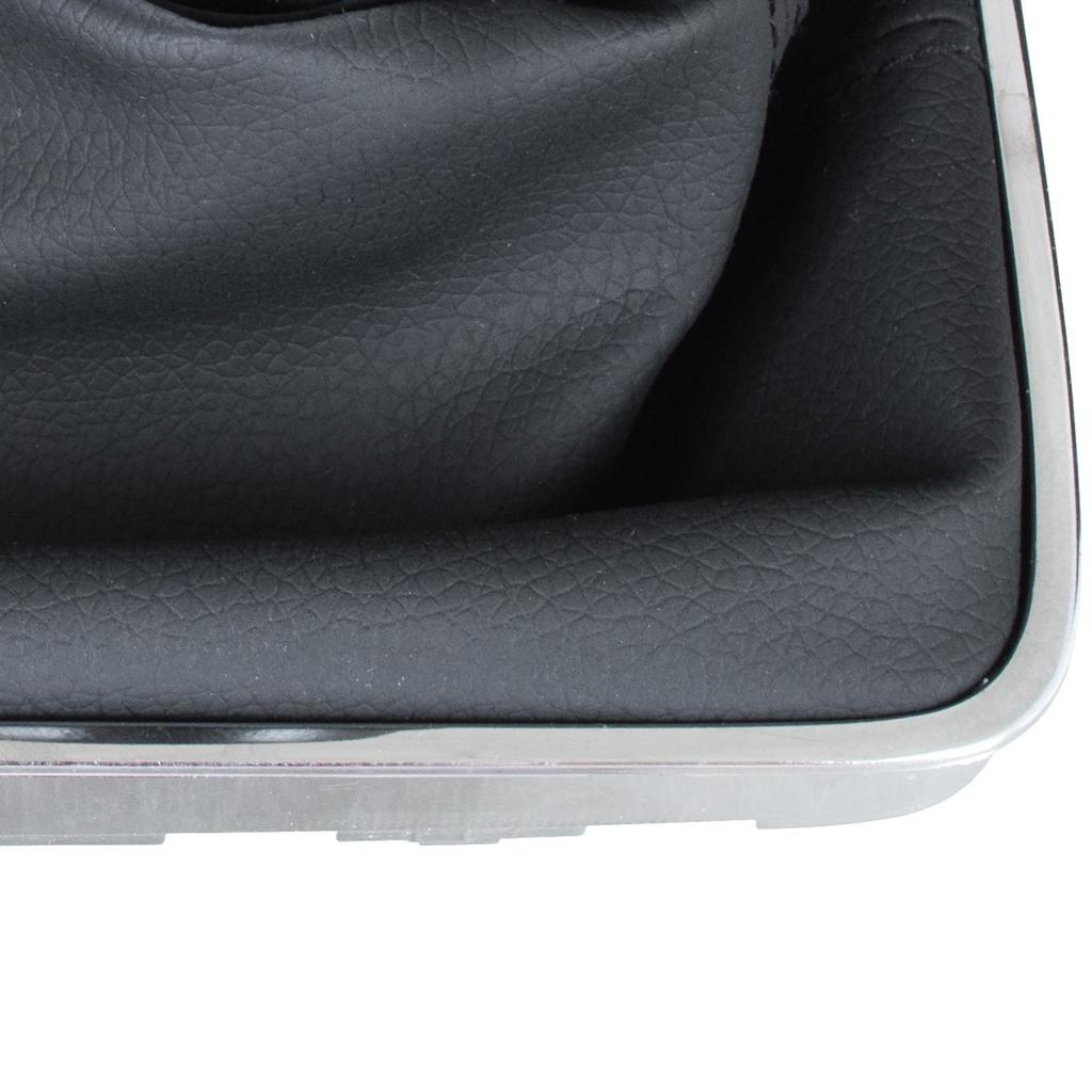 VW Passat B6 05-10 Gear Shift Knob Silver & Leather Boot with Chrome Frame, 6-Speed, Wide Ring