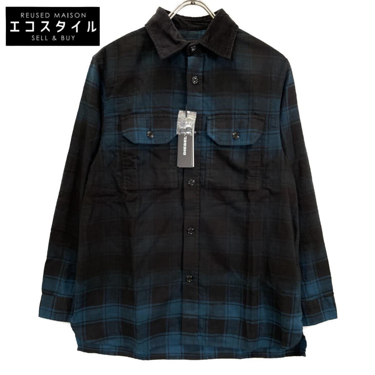 

DIESEL S-JESS-DIP Black Blue 21FW Check Shirt tops XS Black x blueUsed