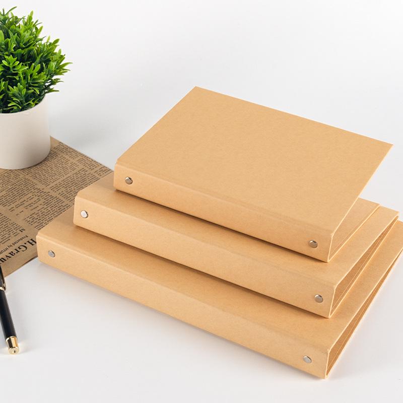 Elegantes Retro-Album aus Kraftpapier: Verdickter 3- oder 4-Ringordner, Anpassbares Logo, Austauschbare Seiten