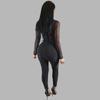 N259 European Fashion Long Sleeve Round Neck Mesh Dress