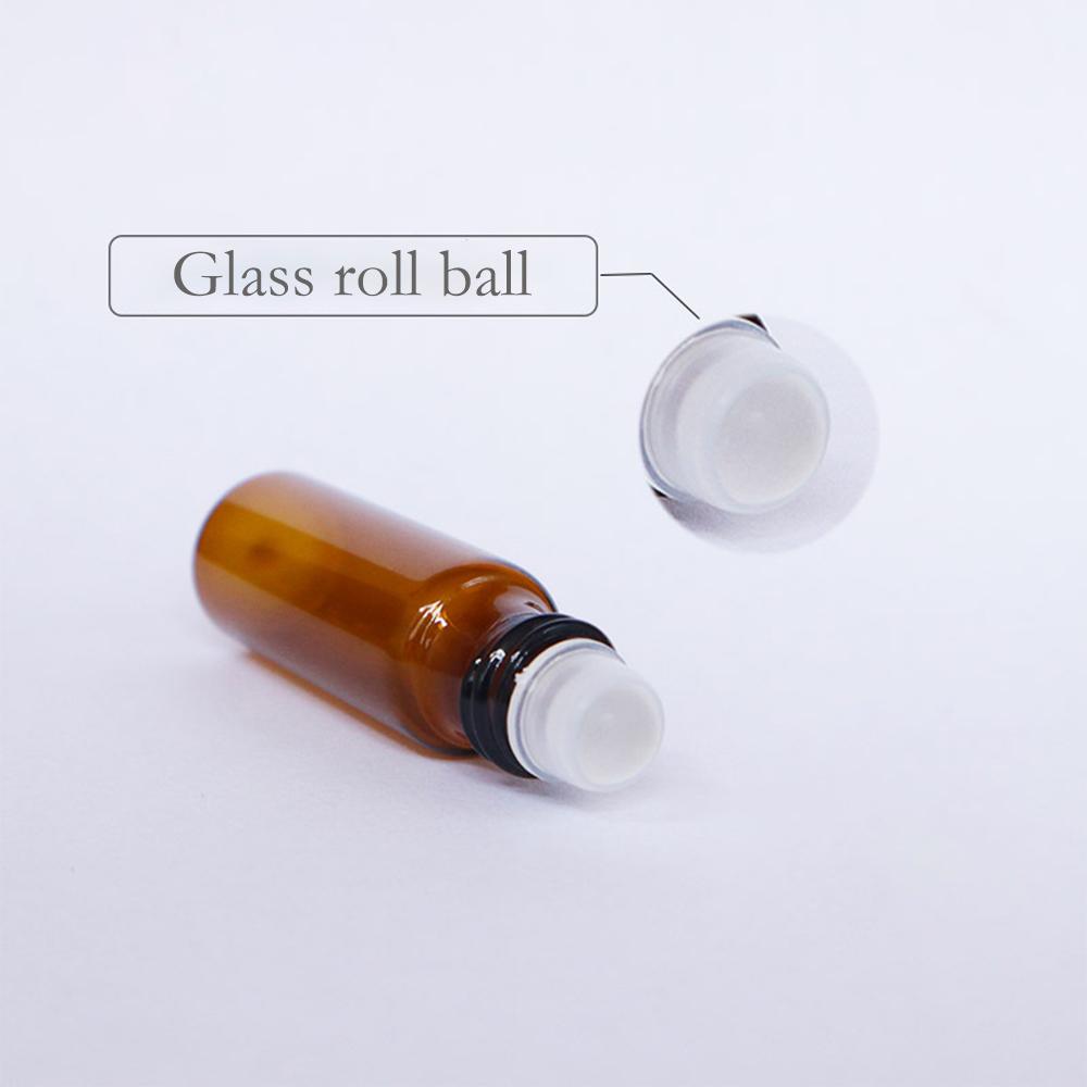 20 Stück/50 Stück/100 Stück Bernstein Glas Roll-on Flasche mit Glas- und Metallkugel Braunes Dünnes Glas Roller Ätherische Öle Fläschchen