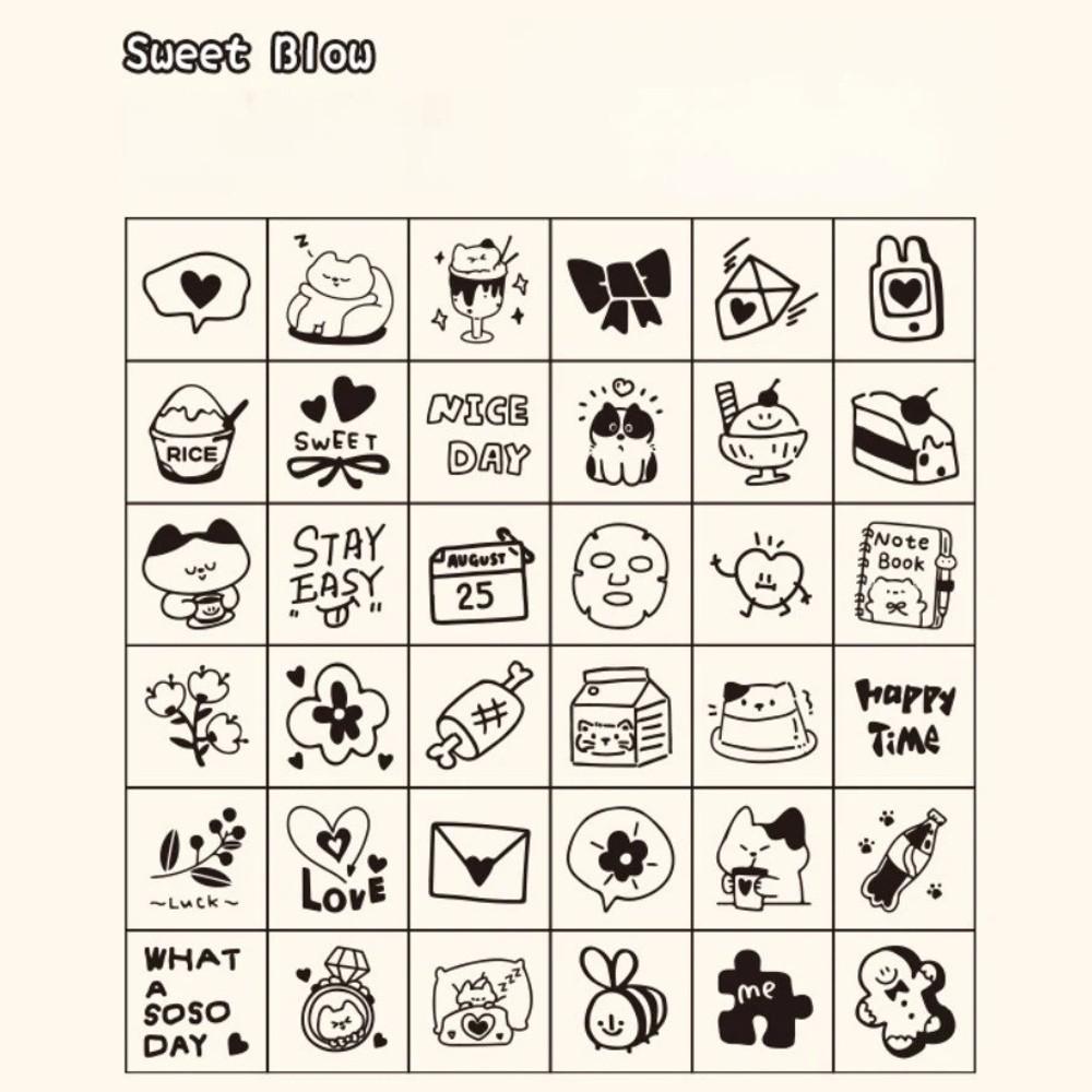 Sada 36 ks Akrylová krabička Sada dřevěných razítek Každodenní život Mini dřevěná razítka Dekorace pro scrapbooking