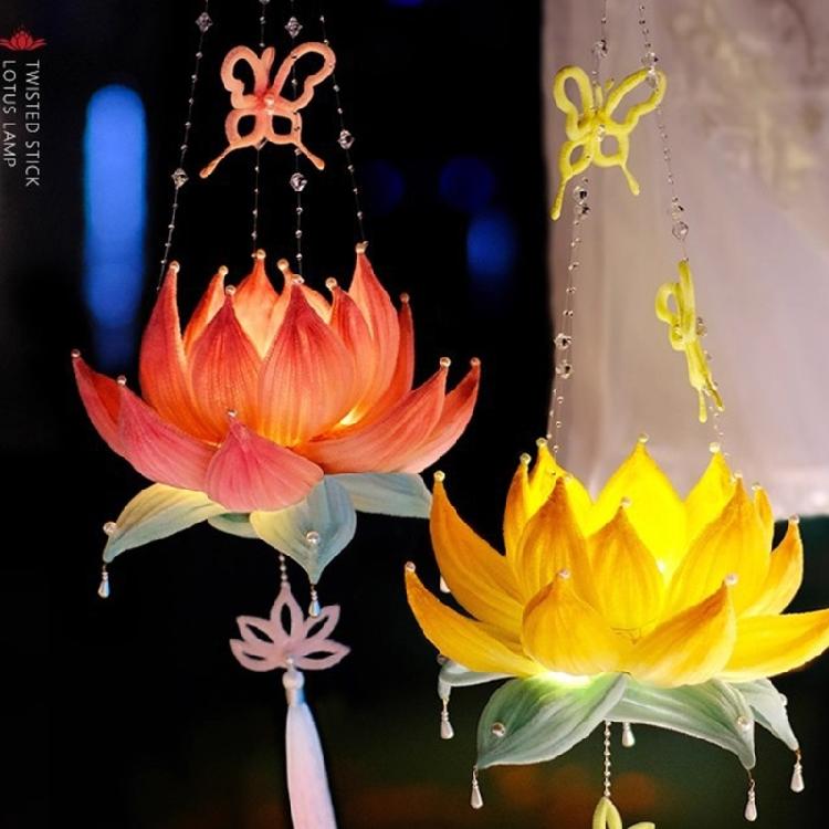 Chinese Festival DIY Decoration Set Traditional Flower Lamp Craft Supplies With Sticks For Home Parties