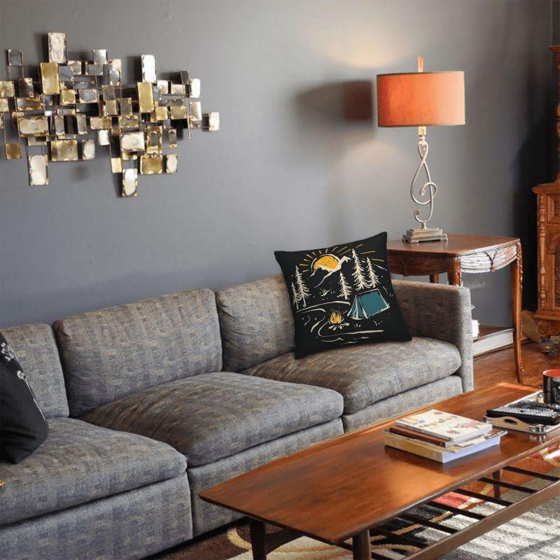 Camping Hiking Mountain Nature River Cushion Cover Soft Adventure Camper Throw Pillow for Sofa Square Pillowcase Home Decorative