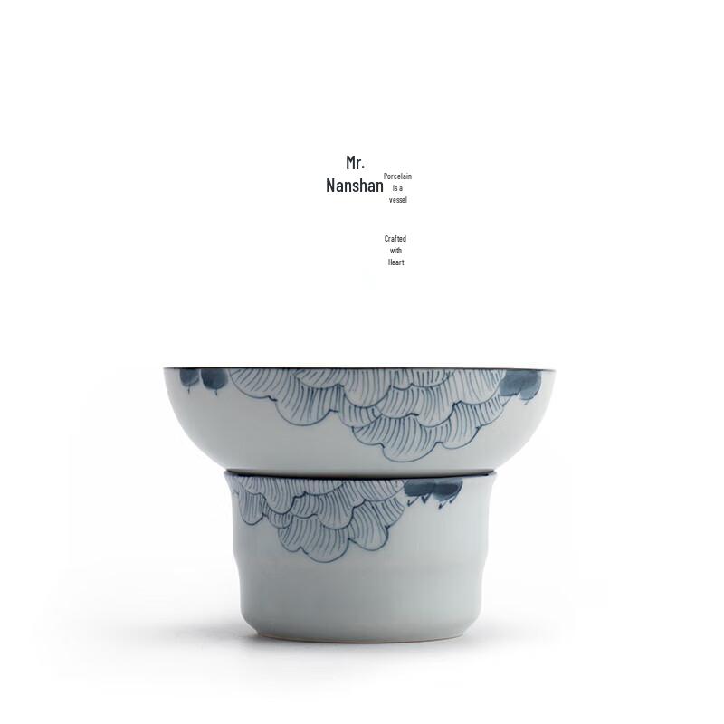 Mr. Nanshan Blue & White Porcelain Hand-painted Hibiscus Tea Strainer