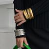 Stainless Steel Bracelets Set for Women Men Twist Texture Bangles Gold copper Color Jewelry Statement Streetwear Goth