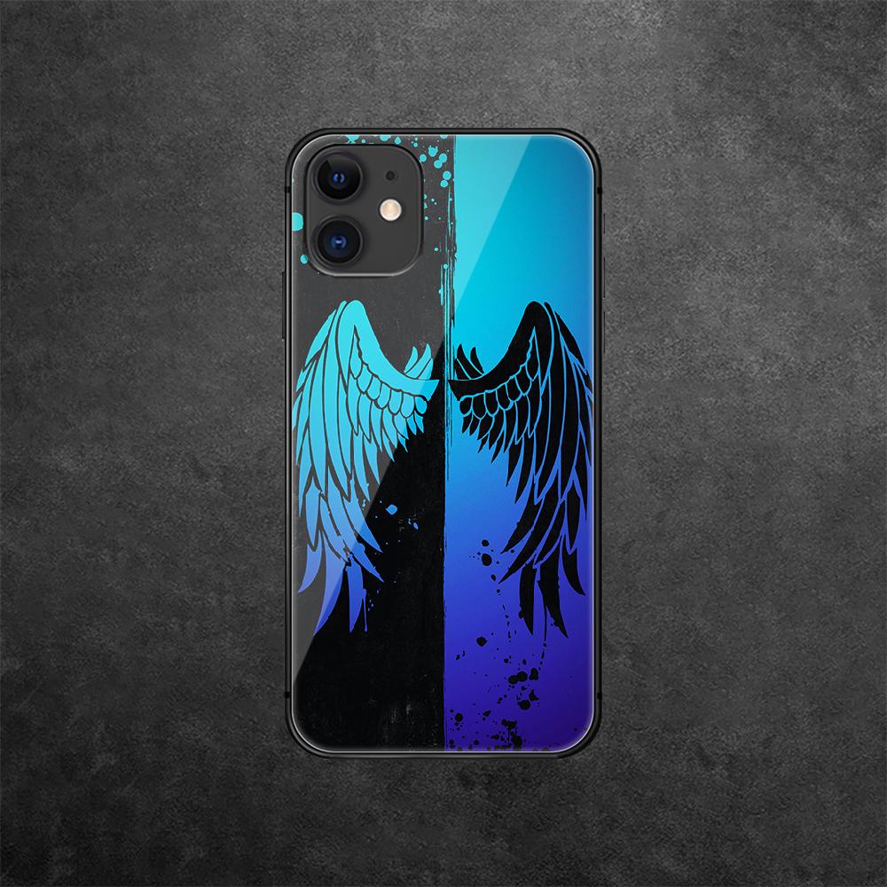 Wings Art Tempered Glass Phone Case For iPhone Samsung Galaxy Redmi Xiaomi Note S A 16 15 14 13 12 11 20 21 22 23 53 54 Pro Plus Ultra Silicone Cover