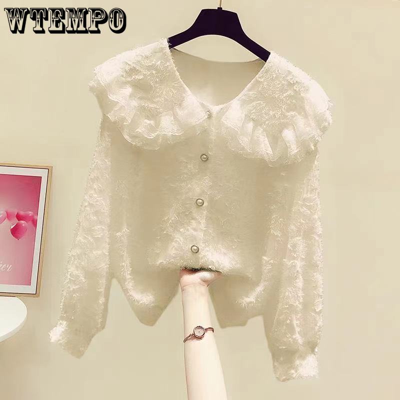 Padded and Thickened Autumn and Winter Models Shirt Female Temperament Lace Edge Yangqi Bottoming Casual Shirt Thin Versatile Blouse