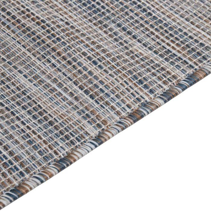 VidaXL Tapis à tissage plat d'extérieur 160x230 cm Marron et bleu 340818