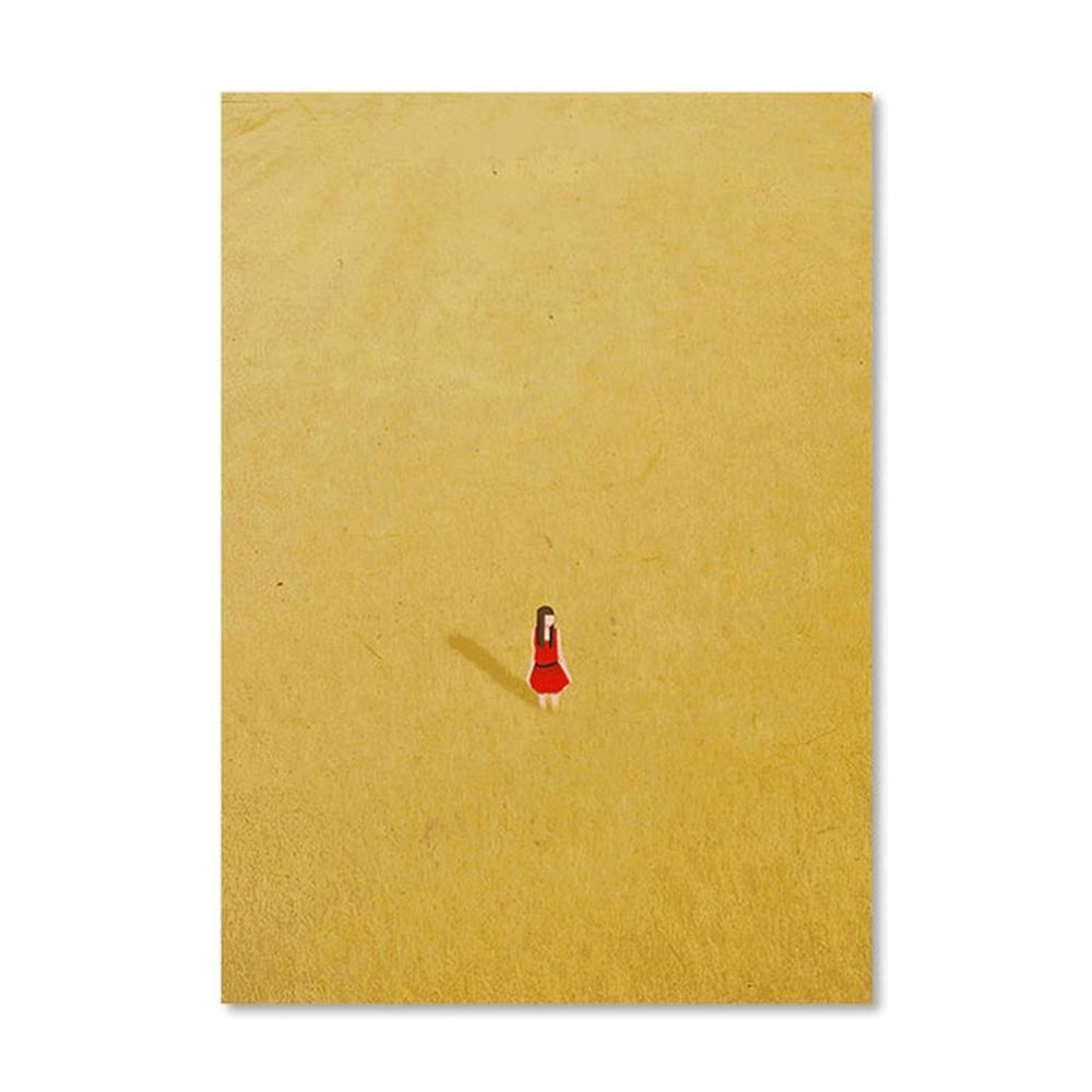 Abstract Creative Alone Girl Wall Art Poster Prints Minimalist Colorful Style Canvas Painting Picture for Living Room Home De