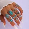 10 Pcs Exquisite Bohemian Turquoise Ring Set Fashion Vintage Designs Floral Heart Geometric Rings Daily Wear Jewelry Gift 2026