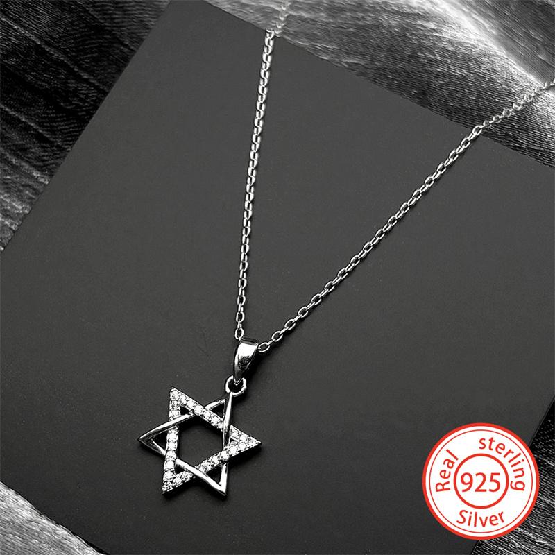 Collier pendentif Étoile de David en Argent 925 pour Femmes Luxe Zircon Bijoux Israël Cadeau