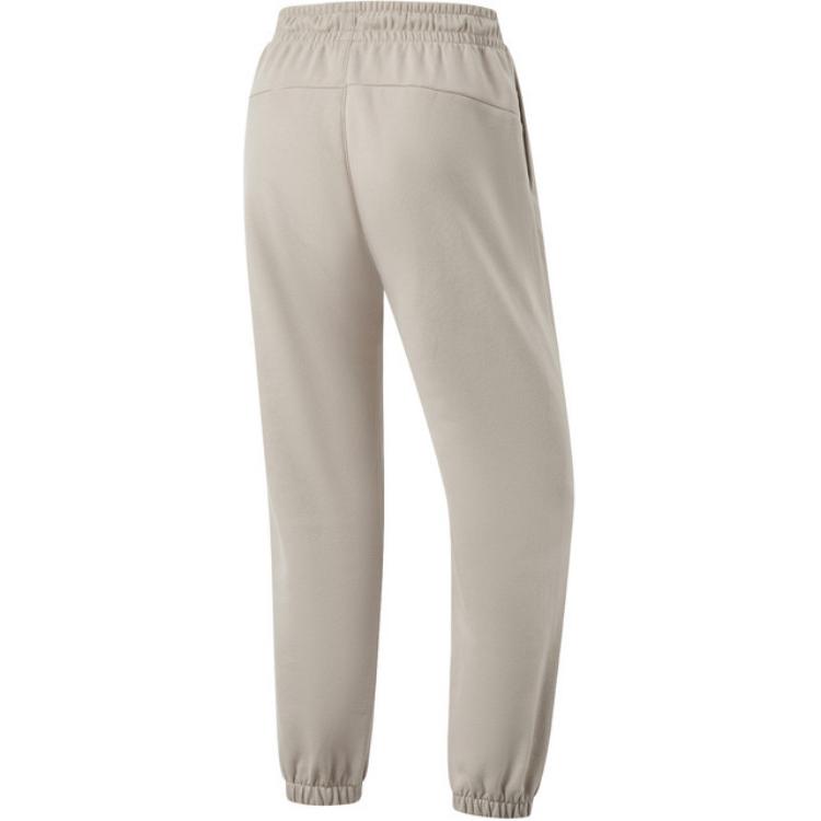 Li Ning Fitness Series Loose Fit Thick Logo Mid Waist Drawstring Knitted Sports Pants Women Pants Dusty-Gray AKLU550-3