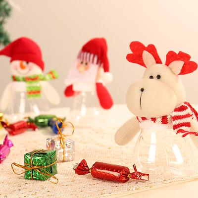 Cute Christmas Candy Biscuits Bottle Plastic Xmas Snowman Bottles Santa for Christmas Decora Candy Box Child Kid Gifts Navidad