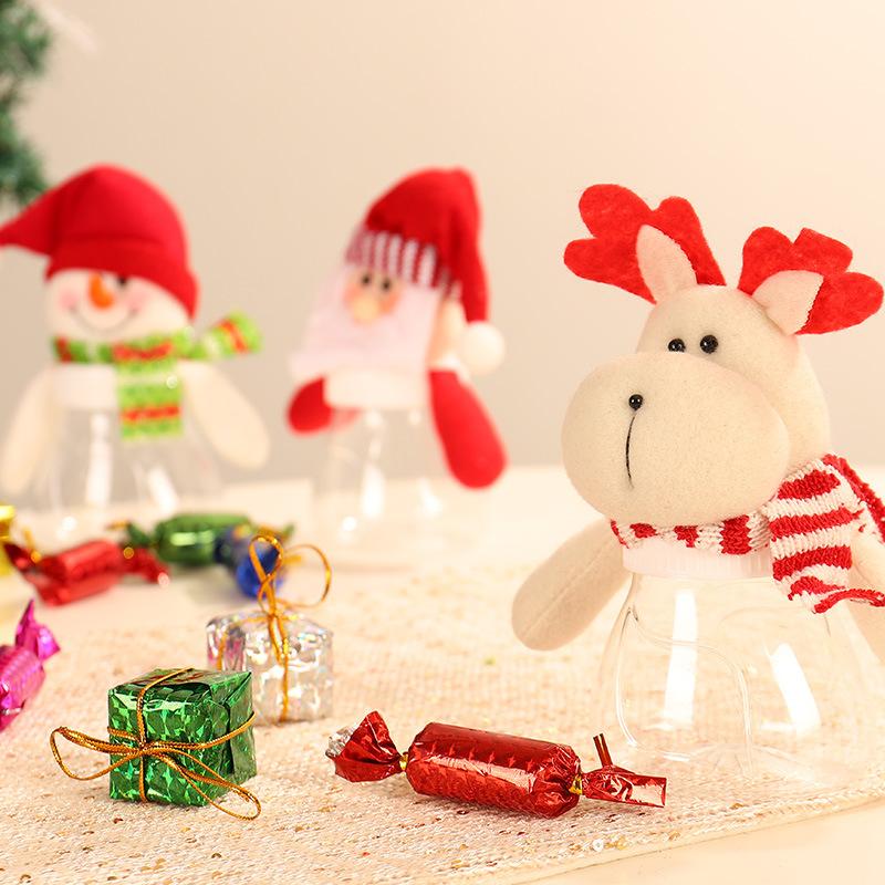 Cute Christmas Candy Biscuits Bottle Plastic Xmas Snowman Bottles Santa for Christmas Decora Candy Box Child Kid Gifts Navidad