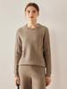 Women's Heavy Knit Cashmere Aran Sweater: Saddle Shoulder, Round Neck, Long Sleeve Pullover for Autumn/Winter, Solid Color, Casual & Versatile.