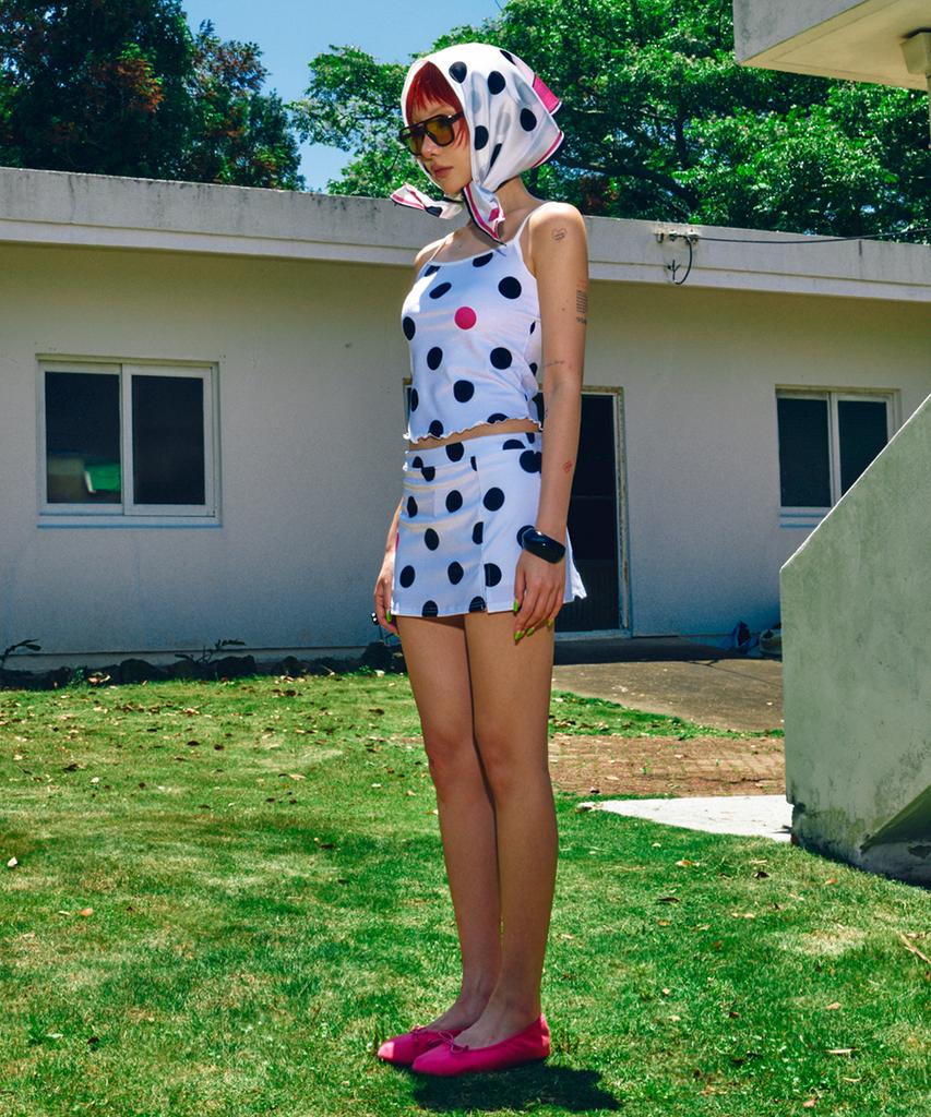 Haitaideupeulaengki Polka Dot Skort White