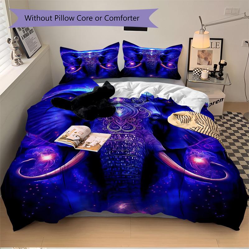3pcs Mystic Elephant Duvet Cover Set - Machine Washable, Includes 1 Cover and 2 Pillowcases, No Core Included yy251013051