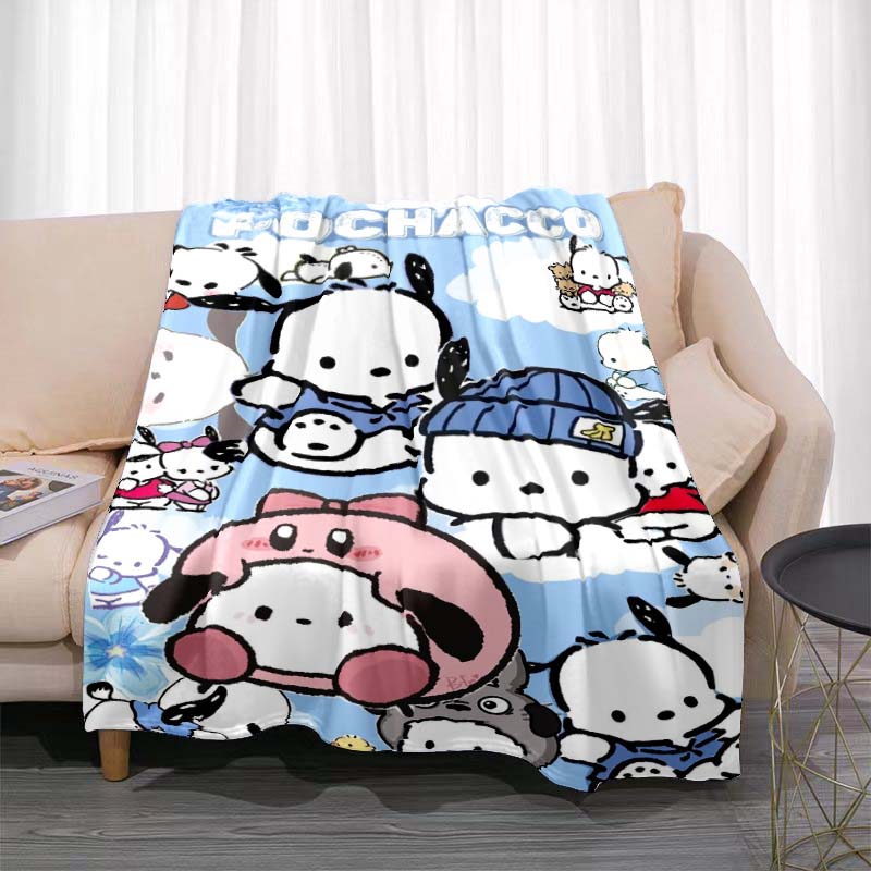 This cute Pochacco-print cartoon blanket is made of warm and comfortable flannel and is suitable for bedrooms, sofas, beds, 75x90cm