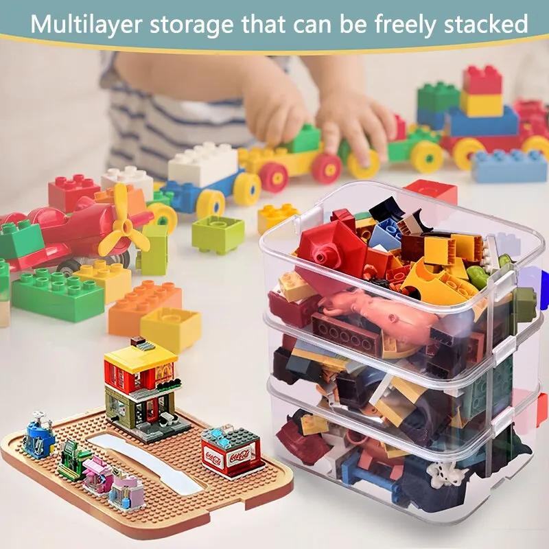 Building Blocks Toys Storage Box for Lids Brick Shaped Plastic Kids Bin Child Toy Containers Sundries Stackable Organizer Box