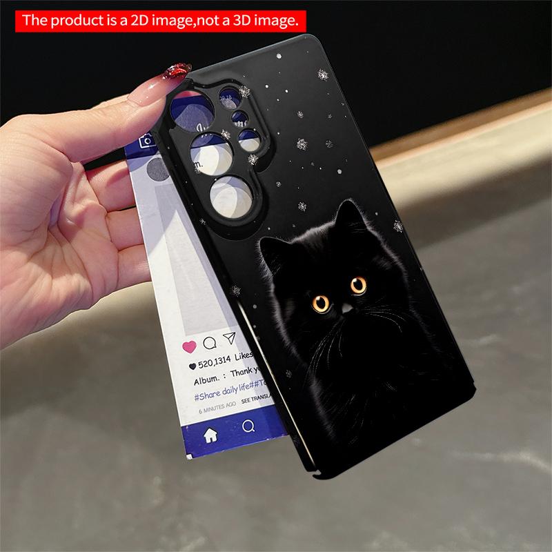 2DFlat Samsung Phone Case Black Cat with Snowflakes Phone Case Applicable To Galaxy S23 S24 S25ULTRA S26 A12 A14 A15 A16 A54 A55