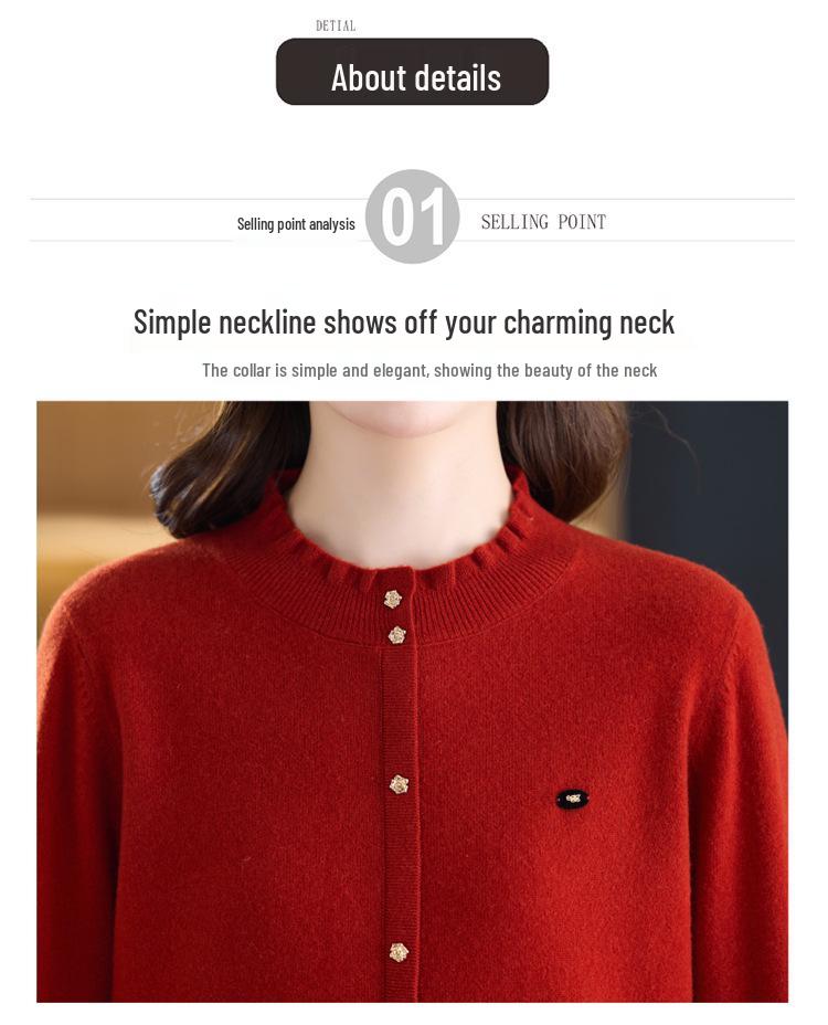 Damski sweter z 100% czystej wełny, miękki, z okrągłym dekoltem - Nowa kolekcja jesień/zima dla mam w średnim wieku