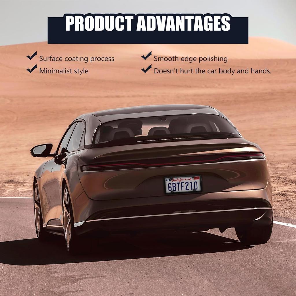 2 PCS Car License Plate Frames, 4 Holes Stainless Steel Auto Tag Holder with Screws Washers Caps, Rustproof Universal Front Rear License Plate Cover