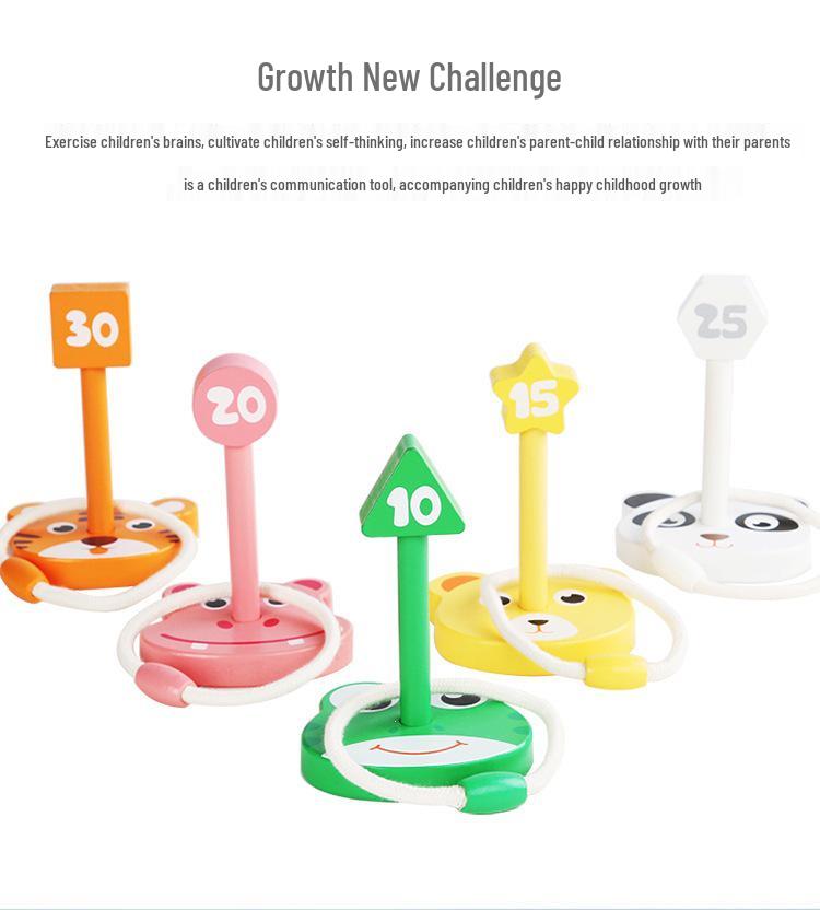 Wooden Ring Toss Game for Kids: Interactive, Sensory, Educational Toy for Kindergarten and Parent-Child Play.