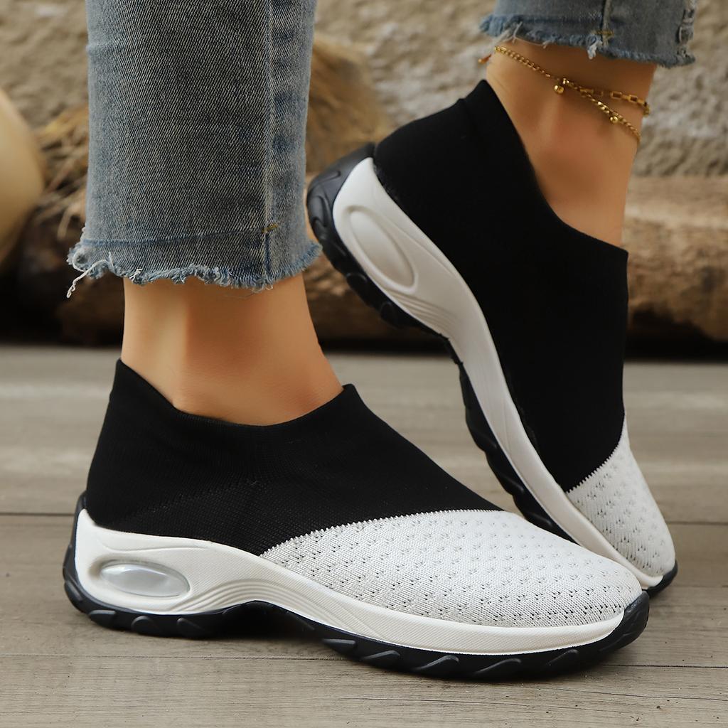 Fashion Summer Women Fashion Vulcanized Sneakers Platform Solid Color Flat Ladies Shoes Casual Breathable Wedges Ladies Walking Sneakers