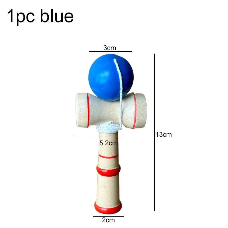 1pc Wooden Kendama Japanese Wrist Training Props Red / Blue Exercise Agility And Flexibility Portable Fitness Equipment TMZ