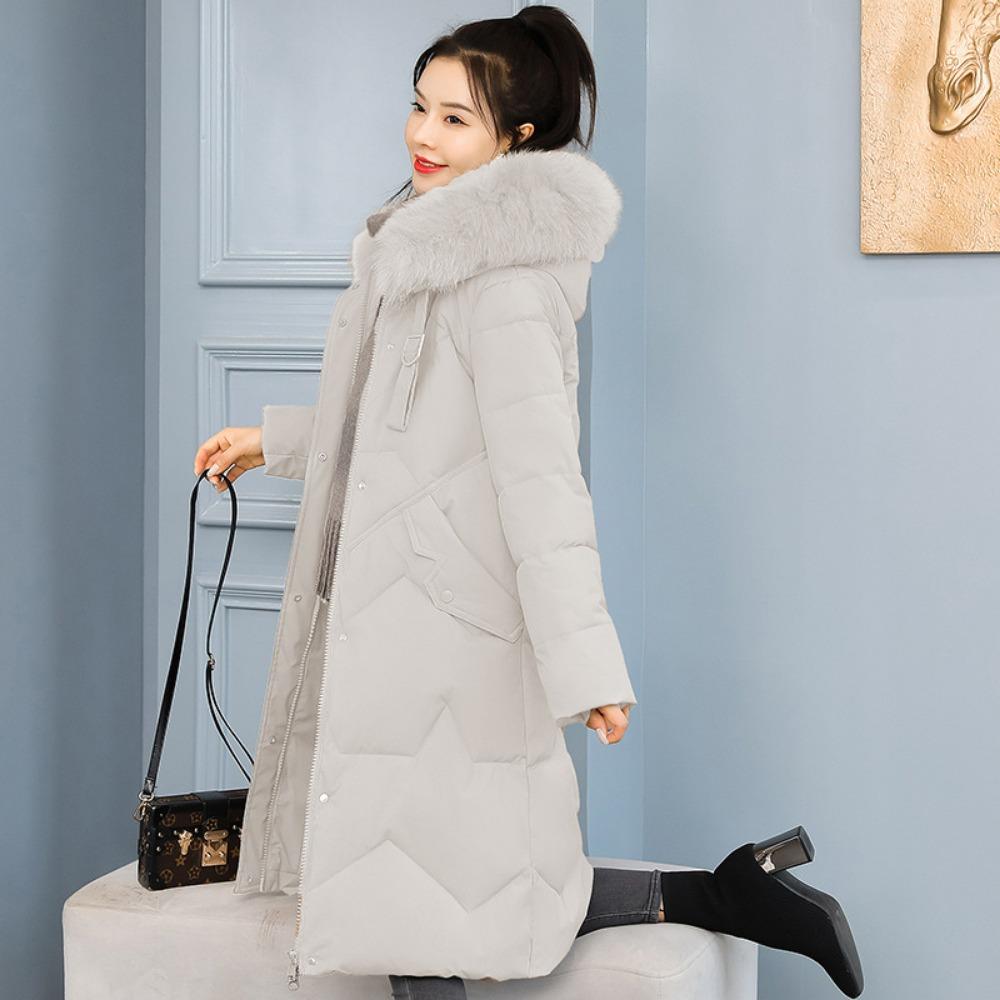 

New fat mm100kg fattened plus size cotton-padded coat medium and long winter coat 5XL білий