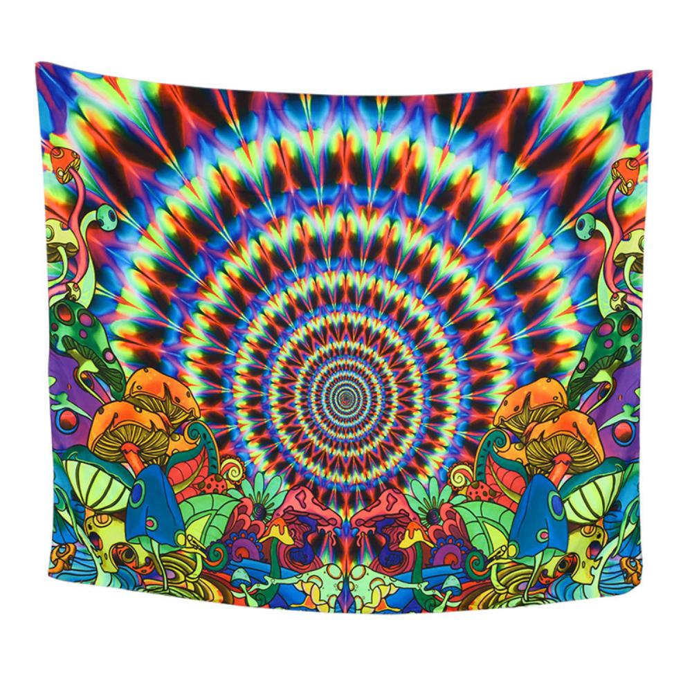 Fluorescent Tapestry Halloween Decoration Mushroom Tarot Luminous Hanging Cloth Room Luminous Tapestry Wall Cloth