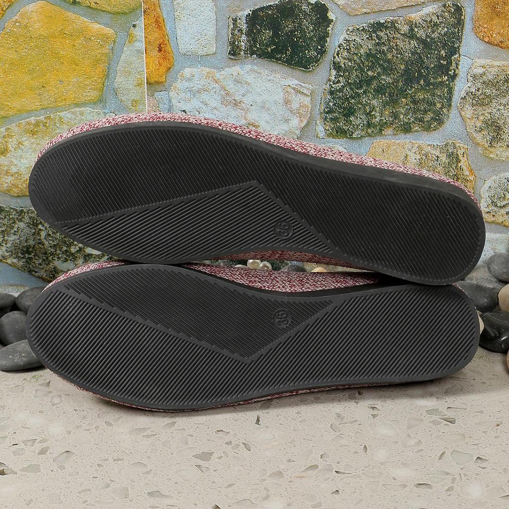 Plus Size Flyknit Beaded Color Block Women's Flats: Breathable, Shallow Mouth, Lazy Work Shoes for All Seasons