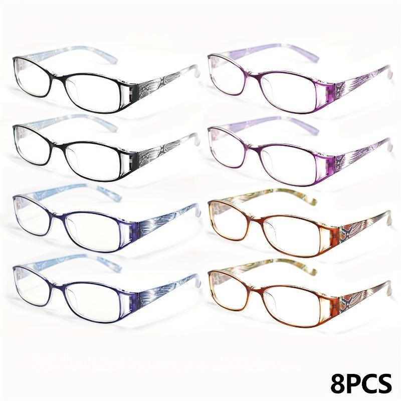 8 Pairs of Popular Rectangular Oval Reading Glasses Stylish Printed Design High-definition Translucent Women s Reading Glasses 3