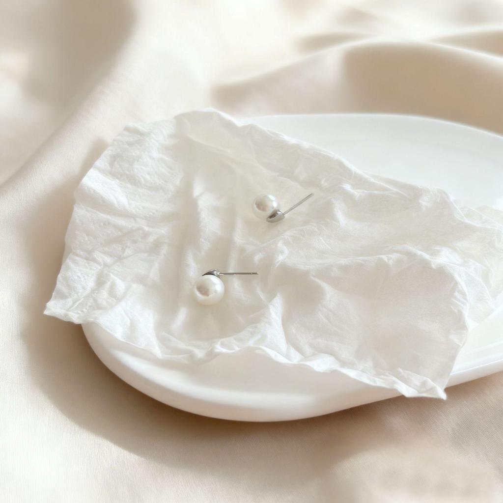 Hypoallergene S925 Sterling Silber Nadel Weißkupfer Shi Jia Perlen Ohrstecker für Damen