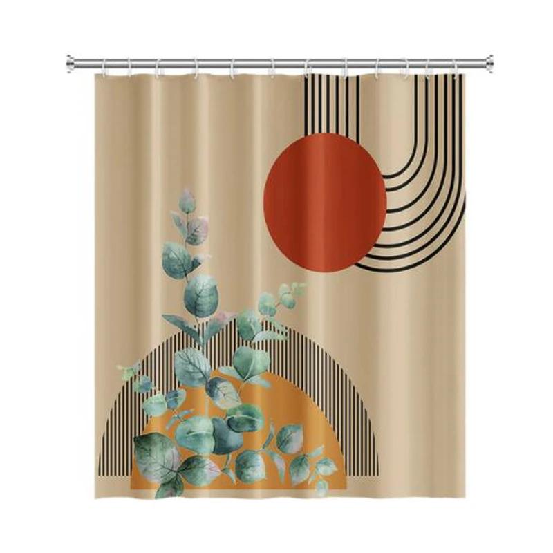 Nordic Wind Abstract Art Boho Shower Curtain Waterproof Polyester Bath Curtain Morandi Color Block Curtains For Bathroom Decor