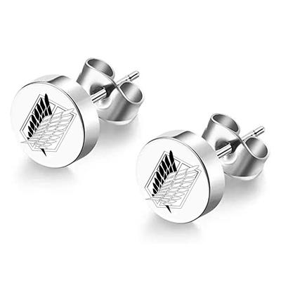 Japanese Anime Attack On Titan Comics Anime Stainless Steel Piercing Ear Stud Earrings For Womens Enamel Earrings Jewelry