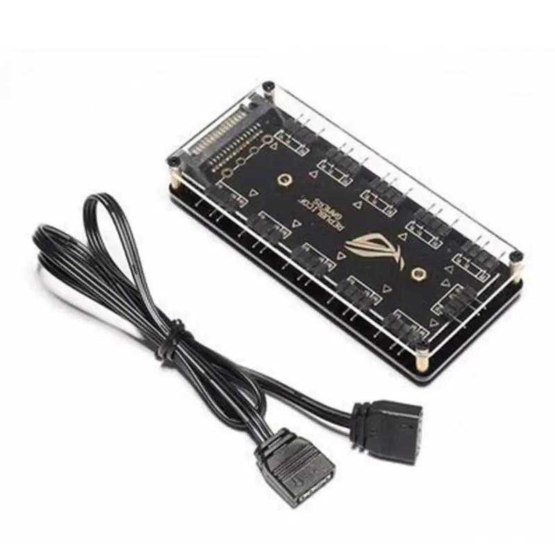 5V 3 Pin ARGB Fan 4-pin ARGB 4-pin PWM 10 Hub Splitter SATA Power Extension Cable Adapter Control Hub PC RGB Fan Cooler